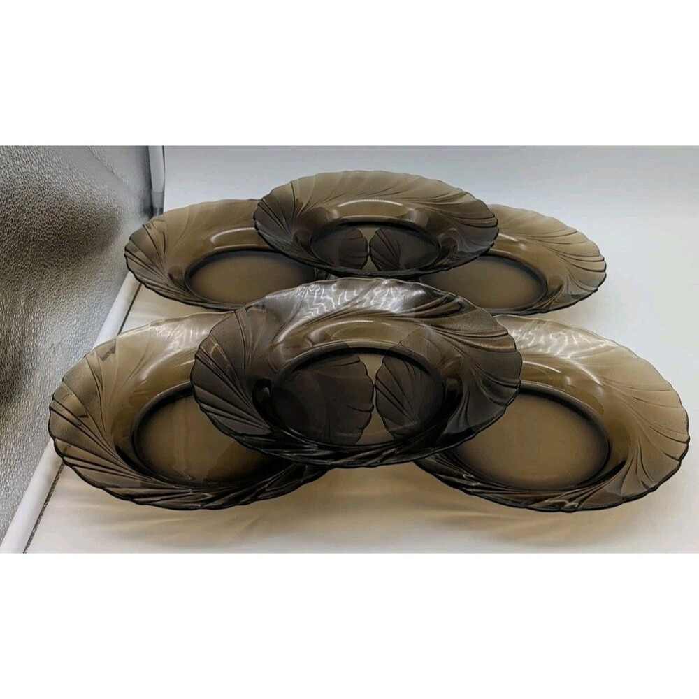 Vtg Vereco Duralux Smoke Brown Swirl Rimmed Pasta Soup Bowls Set Of 6